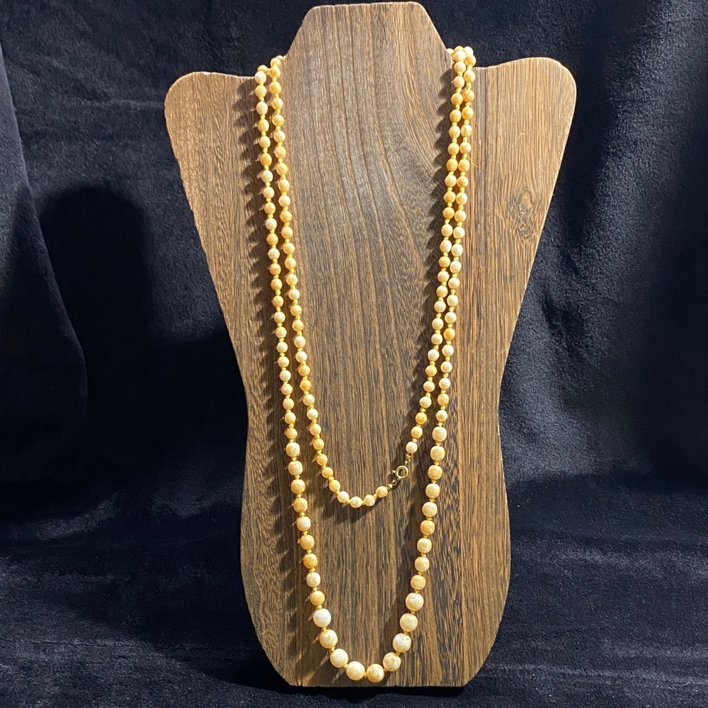 Cream Hand Knotted Graduated Beaded Necklace